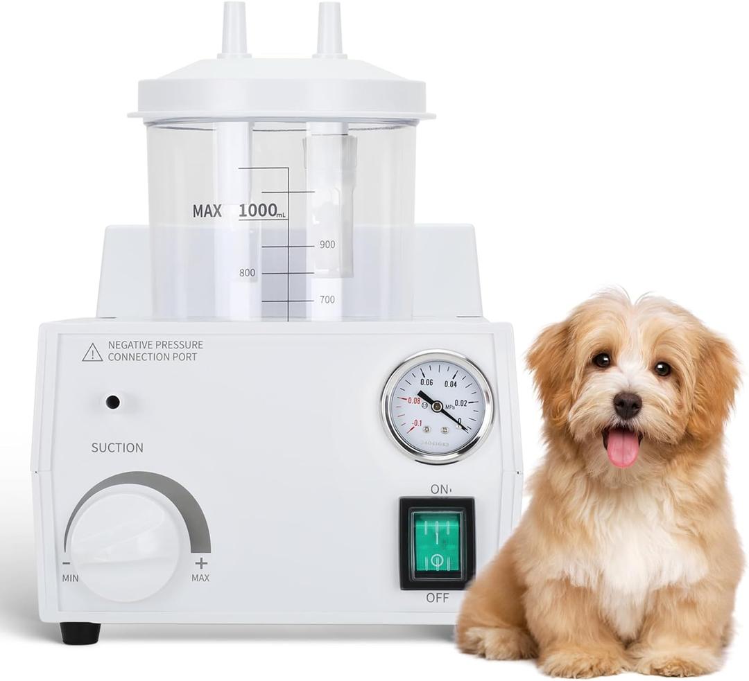 Portable Veterinary Suction Machine for Home Use - 1000ml Capacity, 110V with Veterinary Use Capability