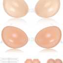 2 x Sticky Push Up Bra for Women,Adhesive Invisible Silicone Lift Bra with Reusable Nipple Covers for Backless Dress