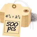Perco Manila Shipping Tags with Metal Wires  Large Durable Blank Paper Tags 4 x 2  Ideal for Labeling and Inventory Use  Box of 500