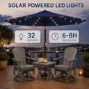 11FT Solar Patio Umbrella with Lights, Outdoor Table Market Umbrella with 32 LED Lights, 8 Sturdy Ribs, Smooth Crank Lift for Pool, Deck and Garden, UV-Resistant