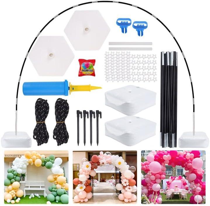JOYYPOP Balloon Arch Kit, 10ft Wide & 9ft Tall Adjustable Balloon Arch Stand with Base Frame Garden Arbors for Graduation Wedding Birthday Baby Shower Party Supplies Photo Backdrop Decoration