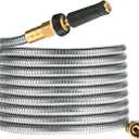 Expandable Metal Garden Hose 75 FT - 304 Stainless Steel Water Hose 75 FT - Heavy Duty non Kinking Flexible Garden Hose, no Bite