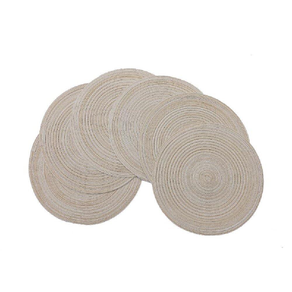 Leegood 15Inch Round Placemats for Dining Table - Heat-Resistant Non-Slip Polyester Ramie Blend, Oil-Proof Reusable Easy-Clean Kitchen Mats for Home & Restaurant (6-Pack) (Rainbow Red)
