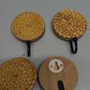 4 Pcs Boho Rattan Wall Towel Hooks Decorative Woven Hanging Holder Farmhouse Coat Rack Hooks Wood Coat Rack Wall Mount Vintage Decorative Hook for Hanging Coats(Round)
