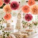 Feifeiya 13 Pcs Boho Blush Pink Tissue Paper Pom Poms Party Decorations for Birthday Party Baby Shower Wedding Engagement Bridal Shower Spring Dots Paper Garland String Hanging Assorted Size 8" to 12"