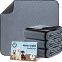 Washable Pee Pads for Dogs, 34x36 Reusable Puppy Pads with Fast Absorbent, Waterproof Reusable Pee Pads for Whelping, Training, Incontinence and Potty, 3 Pack, Grey