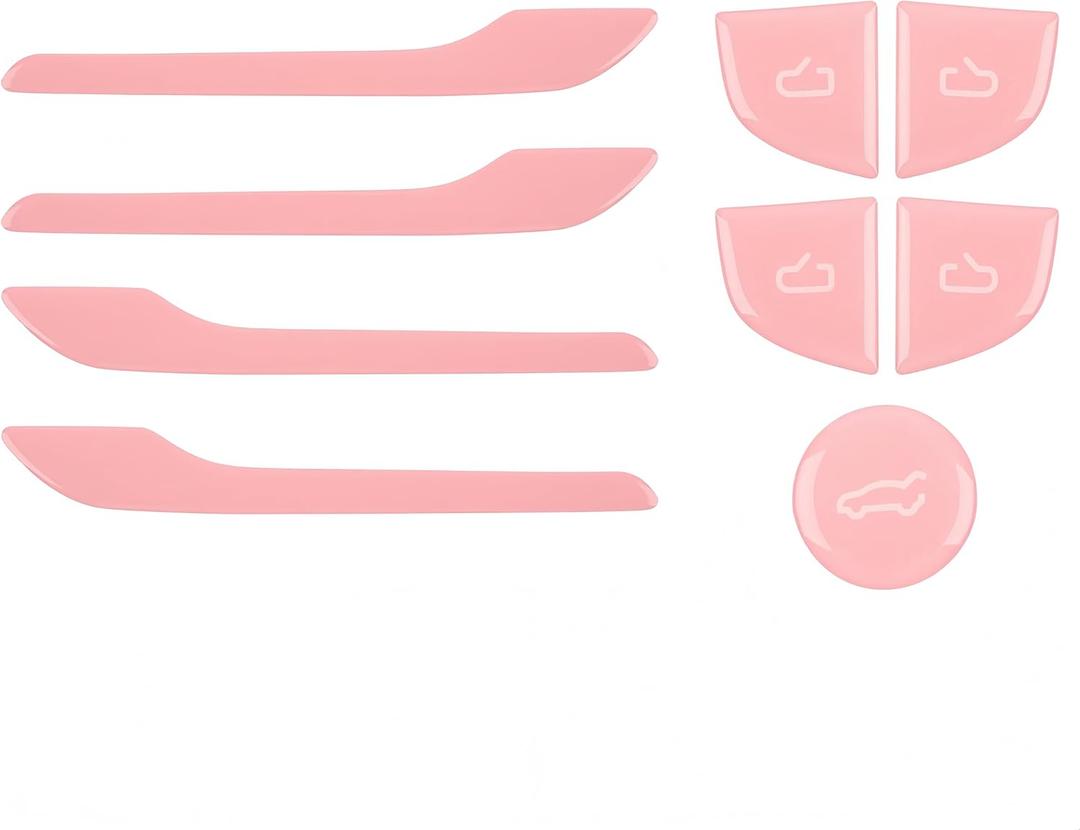 frani Exterior Door Handle Covers/Interior Door Switch Covers/Trunk Button Cover 3Pcs Pink Designed for Tesla Model 3 Highland 2024-2026/Model Y Juniper 2025-2026
