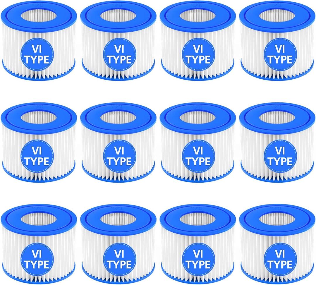 12 Pack Type VI Hot Tub Filter Cartridge Compatible with Lay-Z-Spa, Coleman SaluSpa 90352E 58323 90427E