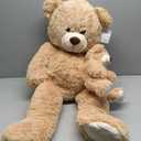Tezituor Giant Stuffed Animal 39in, Large Teddy Bear Mommy with Baby, Big Stuffed Bear for Kids, Girlfriend on Mother's Day, Valentine, Christmas, Baby Shower, Light Brown