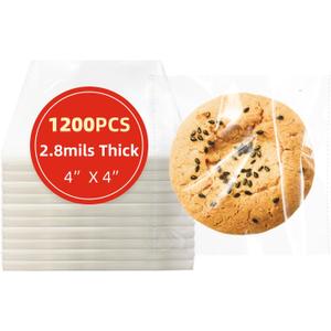 DTmasao 4x4 Inches 1200 Pcs Self Sealing Cellophane Bags Clear Cookie Bags Resealable Cellophane Bag for Packaging Gifts,Cookies,Favors,Products,Candy for Packaging 1200 Pieces 4"x4"
