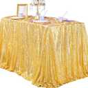 QueenDream Gold Sequin Tablecloth 60x102 Inch Sparkly Gold Wedding Tablecloth for Baby Shower Birthday Christmas Party Decorations