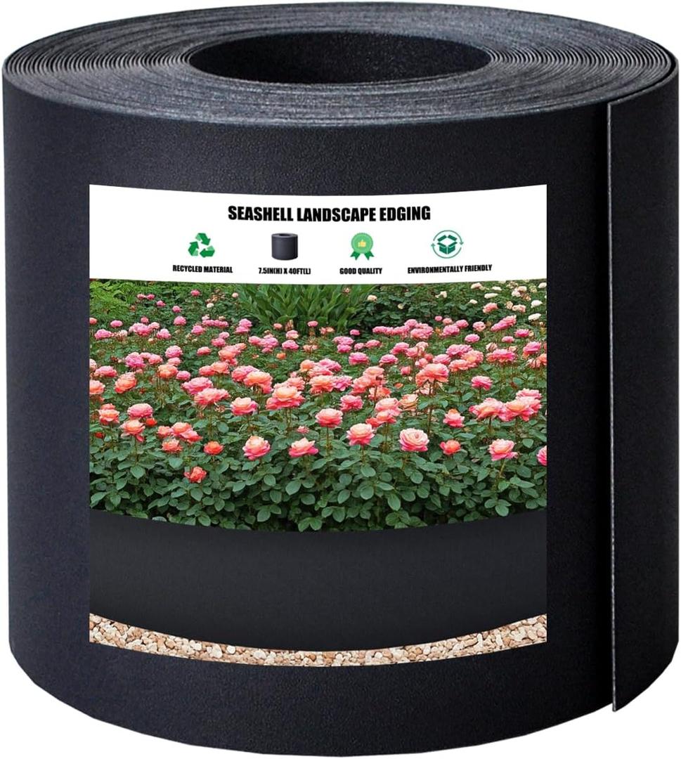 40ft Landscape Garden Edging 7.5 Inch Tall, Dark Gray