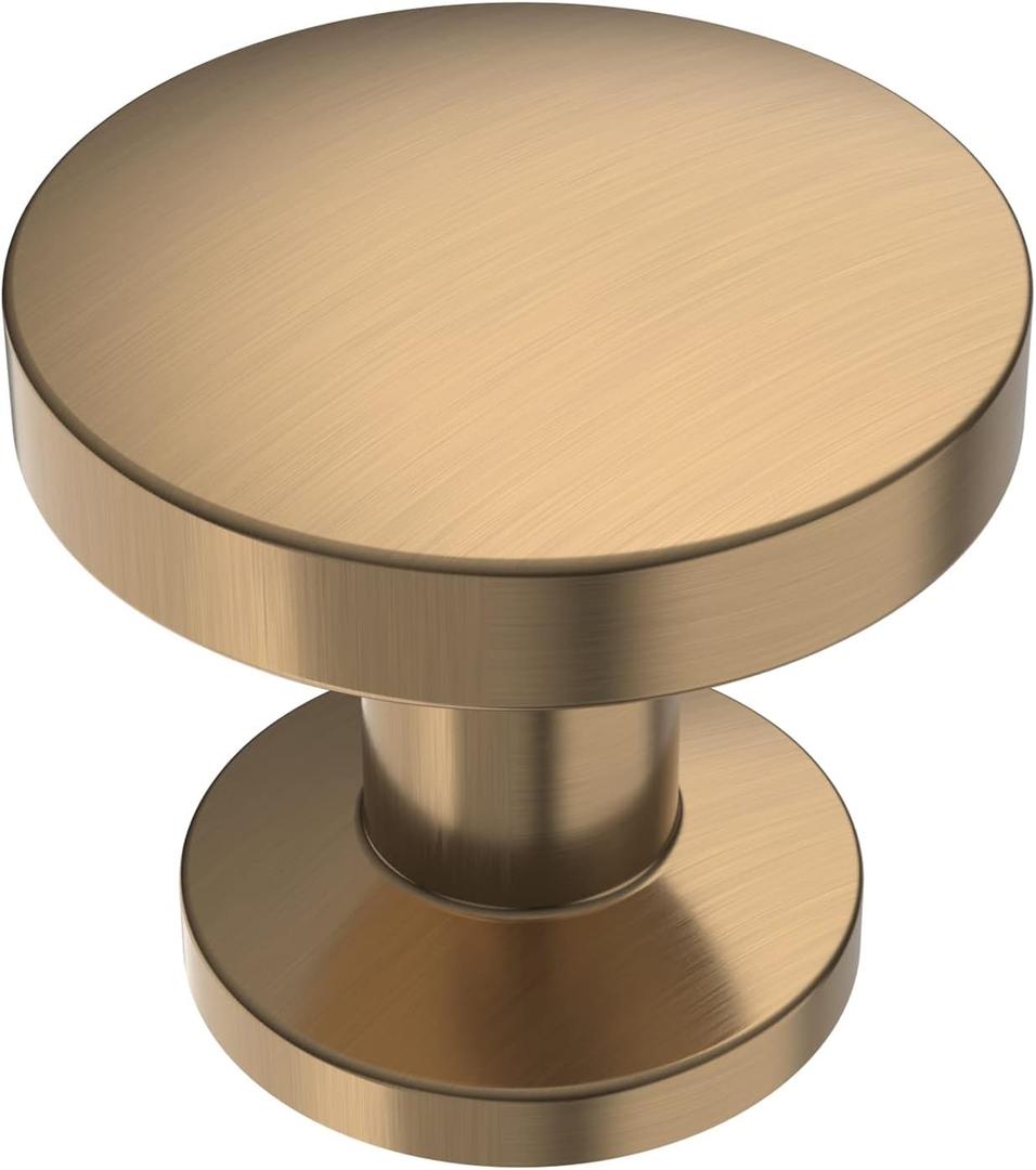 9BUILD 10 Pack Champagne Bronze Cabinet Knobs - 1.2 Inch Round Drawer Knobs for Kitchen & Dresser Drawers
