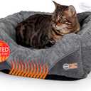 K&H Pet Products Thermo-Pet Lounge Sleeper Indoor Heated Pet Bed for Cats & Dogs, Bolstered Warm Calming Pillow Bed, Waterproof Heated Pad, Machine Washable, Safety Listed - Small 20.5 X 19.5in