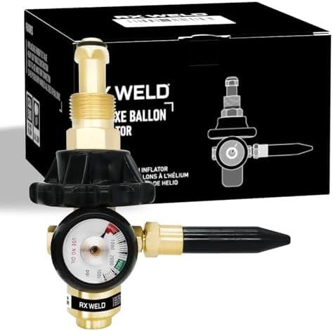RX WELD Helium Latex Balloon Filler Air Flow Inflator Regulator 0-3000 PSI with Gauge for CGA580 Tank Valve