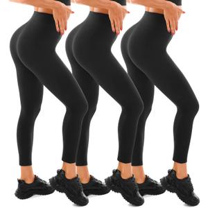 Walifrey Black Leggings for Women, High Waisted Buttery Soft Workout Leggings 3 Packs LXL