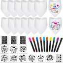 Jutom 38 Pcs White Bibs for Baby Decorating Sets Includes 14 DIY White Bibs 10 Fabric Paint Markers 14 Stencils, 2 Ply Cotton Plain Baby Shower Game Gifts for Boys Girls Gender Reveal Party