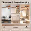 Hoenofly 52 Smart Wood Flush Mount Ceiling Fans with Lights Remote,Quiet DC Motor,Outdoor Indoor Low Profile Ceiling Fan,Voice Contorl with WIFI Alexa App Control,Modern fan for Bedroom Patio