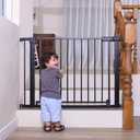 Babelio Baby Gate for Stairs No Drilling, 41-46" Wide Dog Gate with Door