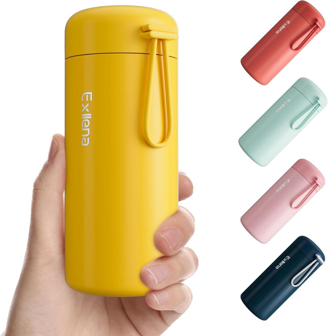 Small Water Bottle 10oz, Small Insulated Water Bottle for Hot&Cold Drinks, Water Bottle Purse with Carry Handle - 100% Leakproof Perfect for School, Travel(Yellow)