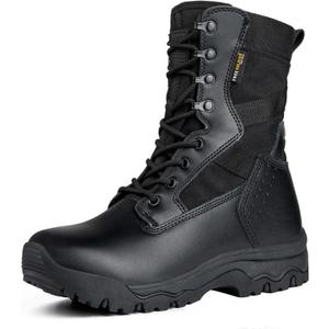 FREE SOLDIER Womens Tactical Boots 8 Inches Lightweight Combat Boot Durable Military Work Outdoors Boots Desert Boot for Women (7.5, Dark Black)