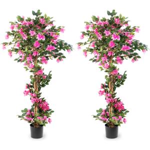 2Pack Artificial Bougainvillea Tree 5FT Faux Silk Pink Bougainvillea Plant with Pot for Indoor Outdoor Decor, Tall Fake Tropical Tree for Home, Office, Patio, Balcony, Wedding Decoration