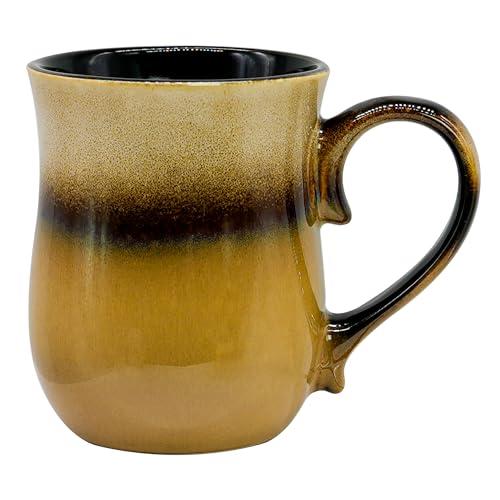 masoline Large Ceramic Coffee mugs, 20 oz Big Tea Cups, Handmade Pottery Mug, Large Handle Coffee Mug for Office and Home, Microwave and Diahwasher Safe (Walnut)