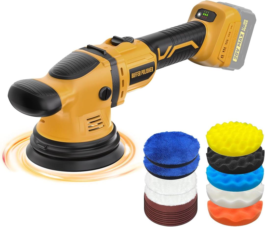 Cordless Buffer Polisher Kit for Dewalt 20V Battery (No Battery), 6-Inch Orbital Car Polisher Variable Speed 18005500 RPM, 17PCS Polishing Accessories, for Car Polishing/Waxing (Tool Only)