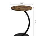 C Shaped Side Table End Table Round Small Side Table,Brown & Black | C Shaped End Table Metal Frame for Sofa Bed Couch Living Room Bedroom Small Spaces Bedside TV Tray Accent Nightstand Table