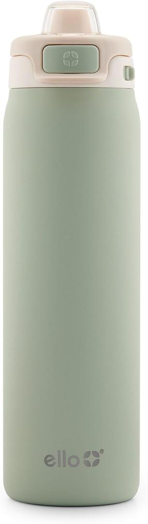 Ello Pop & Fill Stainless Steel Water Bottle with Quick Fill Technology, Double Walled Vacuum Insulated Metal, Leak Proof Locking Lid, Sip & Chug, BPA Free, Holiday Gift for Him Her, 22oz, 32oz, 40oz (Pistachio)