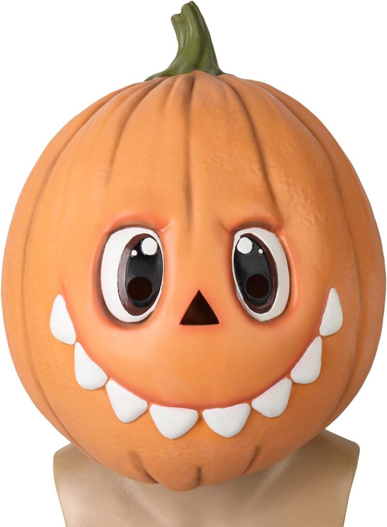 Halloween Pumpkin Head MaskNovelty Cute Scary Creepy Funny Accessories Props for Halloween Costume Masquerade Cosplay Party and Trick or Treat