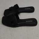 Soda Knit ~ Women Square Toe H-Band Flat Slide Sandals Black Size 8