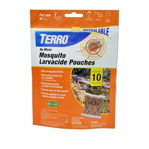 TERRO No Mess Mosquito Larvacide Pouches - 10 Pouches Included - T1210-10 Mosquito Larvacide Packets - Dissolvable Pouch for Stagnant Water