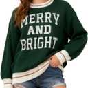 EGELEXY Women Christmas Sweater Funny Christmas Tree Sweater Sweatshirt Long Sleeves Knitted Pullover (Small, Green Bright)
