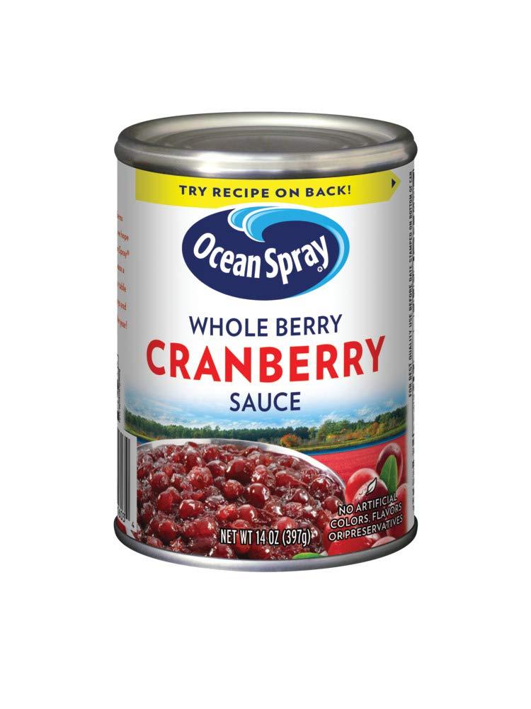 Ocean Spray Whole Berry Cranberry Sauce, 14 Ounce Can (Pack of 6), Best By: 06/24/2025