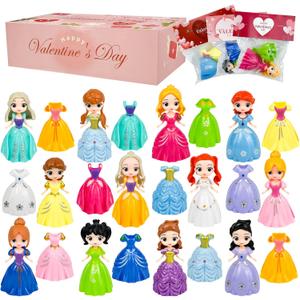 Princess Party Gifts for Girls: 12 Pack Valentines Day Favors with 24 Dresses