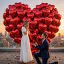 18 Inch Red Heart Balloons, 24 Pcs Valentine's Day Foil Heart Shaped Balloons Decoration for Romantic Valentines Wedding Bridal Shower Anniversary Engagement Valentine's Day Party Supplies