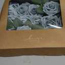 Floroom Artificial Flowers 25pcs Real Looking Dusty Blue Foam Fake Roses with Stems for DIY Wedding Bouquets Bridal Shower Centerpieces Floral Arrangements Party Tables Home Decorations