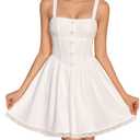 JKMNAO Homecoming Party Graduation Short Dress Floral Corset for Women (White, XS)