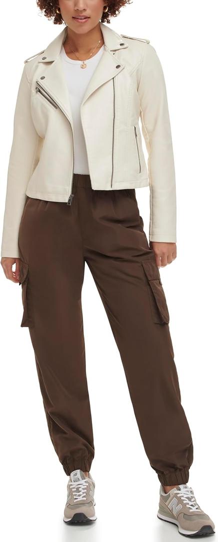 Levi's® Classic Asymmetrical Faux Leather Motorcycle Jacket, White, XS