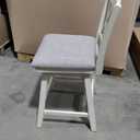 Home Brookline Swivel Bar Stool Chair with 360 Turn Mechanism, Rustic Farmhouse Stools for Kitchen Counter with Cushion, 24" Seat Height, Cream White Wood Finish with Grey Cushion