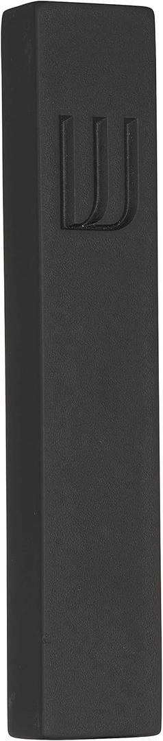 A&S Mezuzot Modern Concrete Mezuzah Case with Scroll, Easy Peel and Stick Mezuza (Black+ Engraved Shin, 6 Inches)