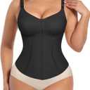SHAPELLX Waist Trainer for Women Corset Top Tummy Control Shapewear Waist Cincher Body Shaper Fajas Colombianas Moldeadoras (Black, L)