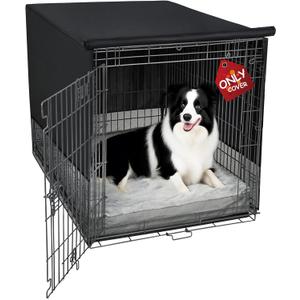 Explore Land Breathable Dog Crate Cover - 4 Sides Mesh Ventilation, Basic Pet Kennel Cover, All Sides Open, Universal Fit for 1 2 3 Doors 48 inches Wire Dog Crate (Black)