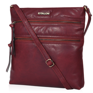 ESTALON Leather Crossbody Purse for Women- Small Crossover Long Over the Shoulder Sling Womens Purses and Handbags (Ruby)