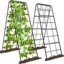 2 Pack 49"x16.3" Adjustable Garden Trellis for Climbing Plants Outdoor, Heavy Duty Rust-Proof Metal Cucumber Trellis A Frame Trellis for Raised Bed Pea Tomatoes Grape Vegetables