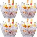 Sunnyray 4 Pack Ice Buckets Large Beer Bucket Clear Acrylic Drink Cooler Plastic Ice Beverage Tub Champagne Bottles Bucket Chiller Bin Drink Buckets for Party Barbecue Picnic Home Bar (8L)
