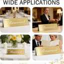 6 Pcs Mirrored Gold Reserved Table Signs, 6" x 2" Double-Sided Acrylic Table Tent Cards for Wedding, Restaurant, Banquet, Ceremony, Party, Events