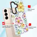 for Galaxy S25 Plus Case Sparkle Glitter Retro Oil Painting Printed Flower Design Slim Shockproof Cover Phone Case for Samsung Galaxy S25 Plus 5G 6.7 inch Mint Colorful