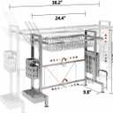 Over The Sink Dish Drying Rack, Expandable Width & Height Dish Rack, 1-Tier Low Profile — Silver